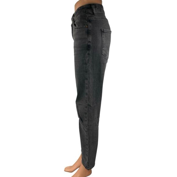 New Look Tori Women's Black Distressed High Waisted Straight Denim Mom Jeans 10 - Picture 2 of 4